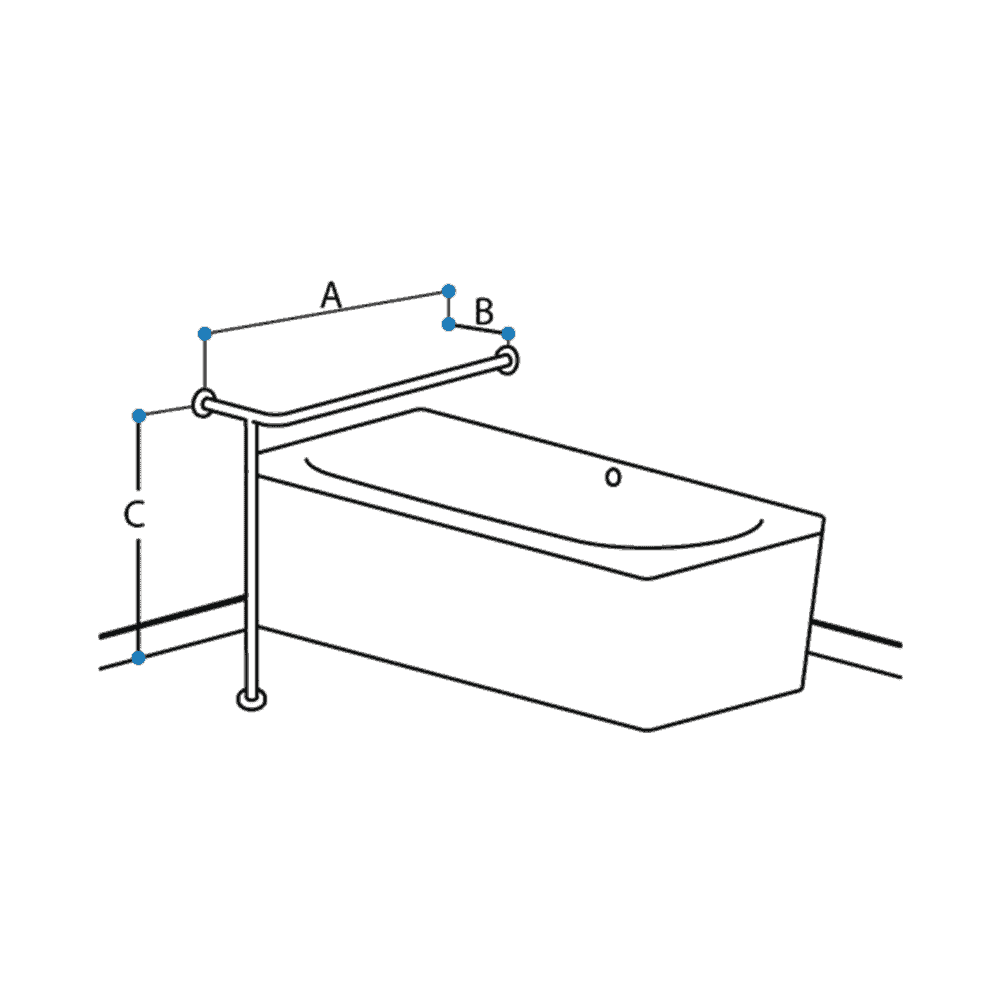 B4 - BATH GRABRAILS - Single Rail with Floor Support