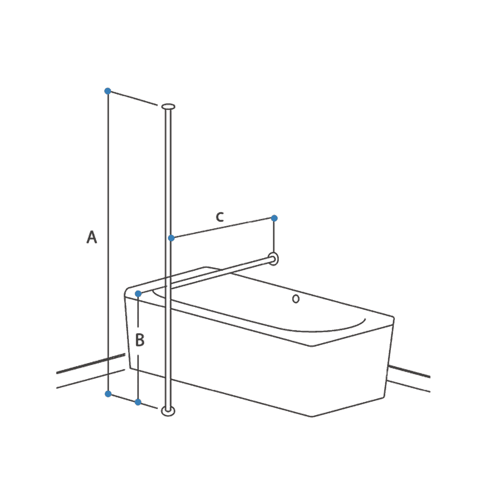 B7 - BATH GRABRAILS - Floor to Ceiling Grab Bar with Cross Bar