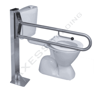 drop down grab rail on post next to toilet