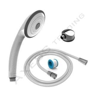 white hand shower