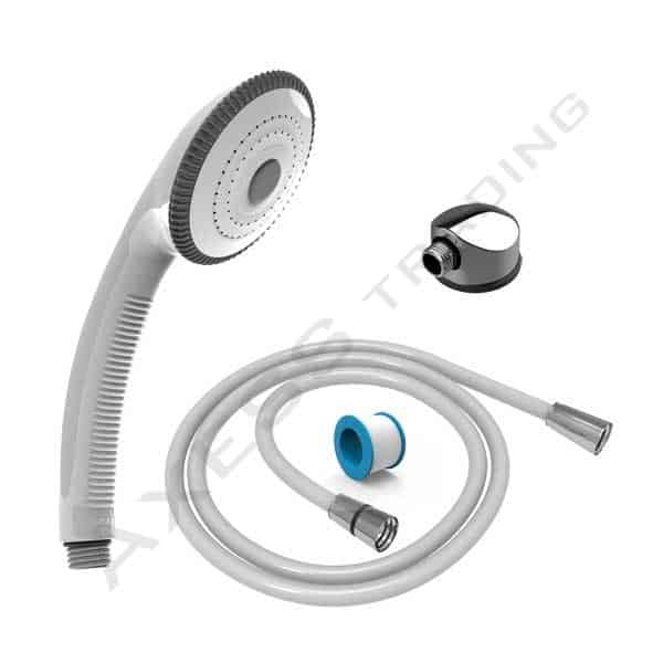 white hand shower