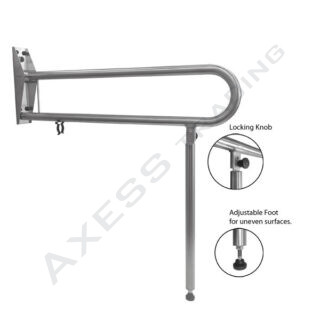 DROP-DOWN TOILET RAIL WITH FOLD OUT SUPPORT LEG EGT42 - With Toilet Roll Holder